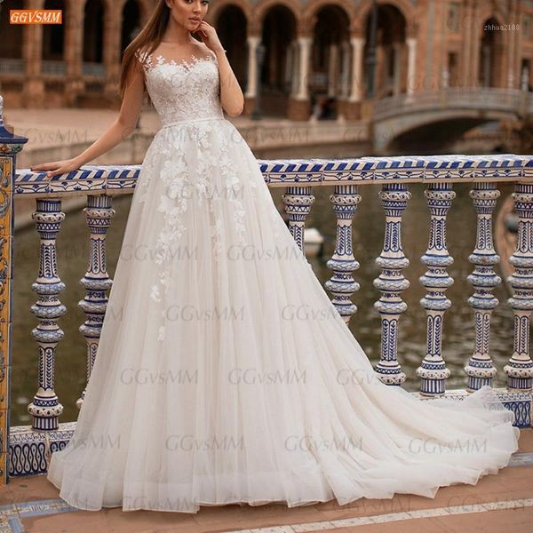 

other wedding dresses elegant ivory gown sleeveless 2021 vestido de noiva tulle boho bride slim fit custom made casamento1, White