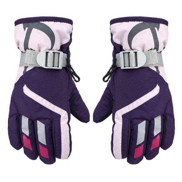 

children's mittens 11uc children boys girls winter warm windproof sports ski gloves kids breathable adjustable glove, White