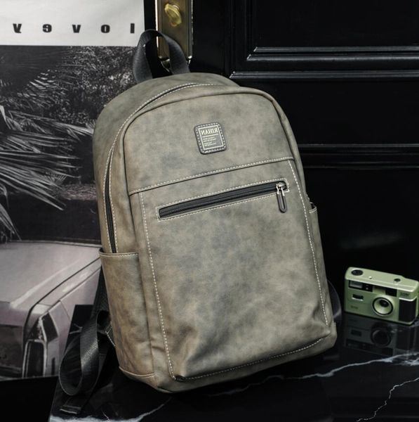 

wholesale factory men leathers shoulder bags retro solid color leisure large capacity travel backpack simple clamshell leather handbag colle