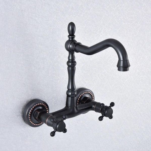 

bathroom sink faucets black bronze kitchen basin faucet mixer tap swivel spout wall mounted dual cross handles lsf740
