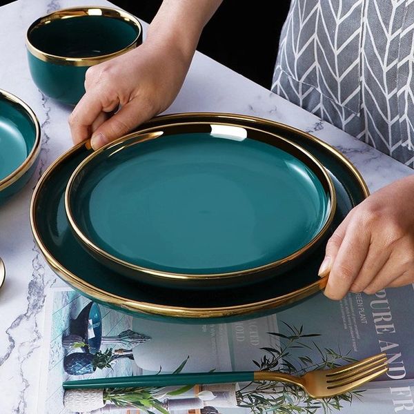 

dinnerware sets small luxury cutlery set bowl plate household steamed fish soup rice ceramic creative personality ins wind.