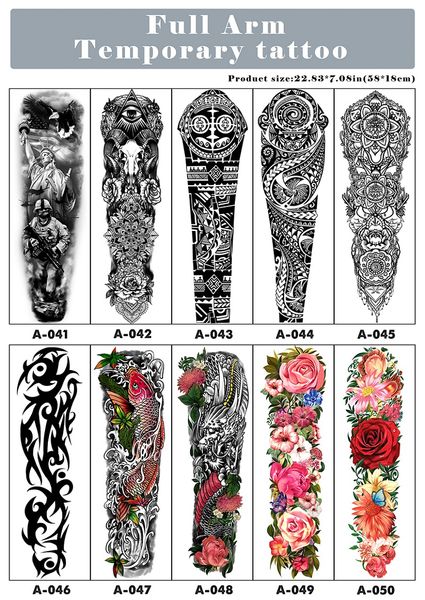 

metershine full arm waterproof temporary fake tattoo stickers of feature totem for men and lady express body shoulder art (58cm x 17cm)