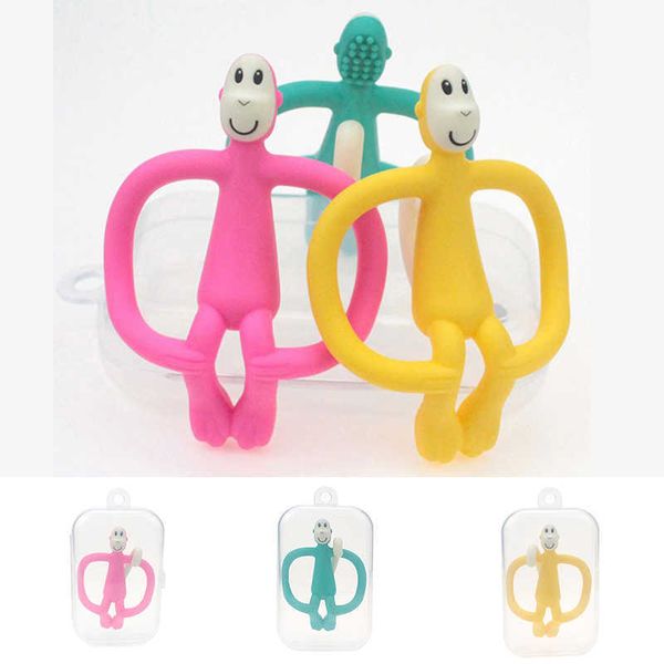 

soft silicone cartoon monkey toddler molar teeth pain relief tool kids teether educational tools baby shower toy gift