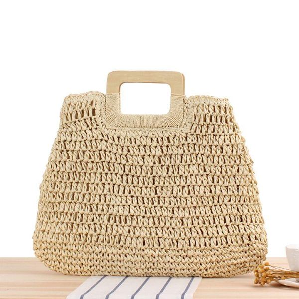 

evening bags women girls hollow straw summer beach handbags weave tote purse