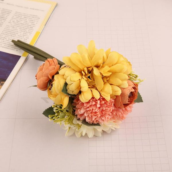 

decorative flowers & wreaths shimzh gerbera camellia wedding handheld bouquet deskflower 1 pcs 6 colors artificial silk