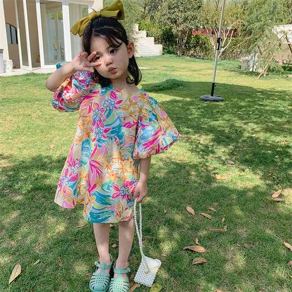 

summer arrival girls fashion floral dress kids cotton dresses children clothes 210528, Red;yellow