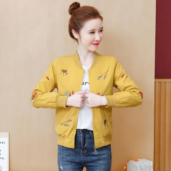 

women's jackets women baseball uniform female student leisure small coat embroidered jacket 2021 autumn mtw600077, Black;brown