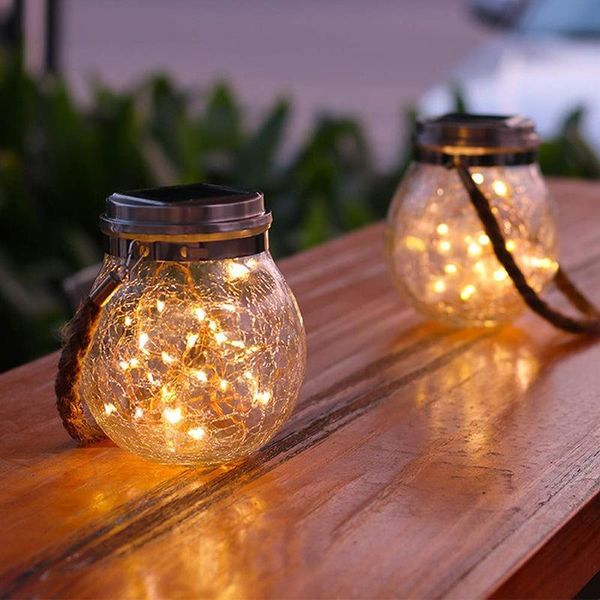 Strings Solarbetriebene Indoor Outdoor Camping Licht Glas Lampenschirm Warmweiß Bunte IP65 Wasserdichte Garten LED String Lampe