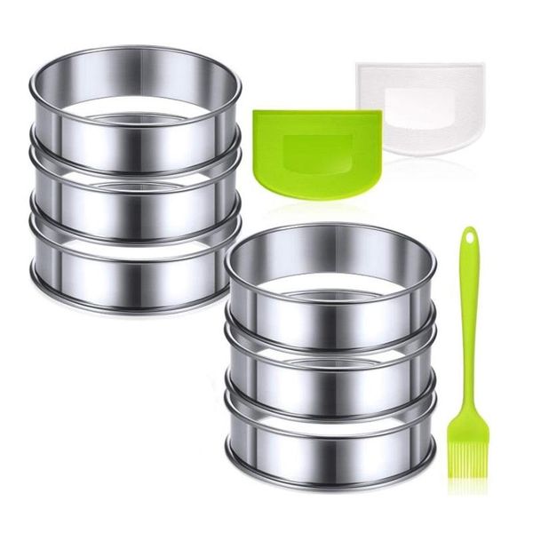 

baking & pastry tools 6 pcs stainless steel round cake ring mold, mousse and diy mould tool for home food making