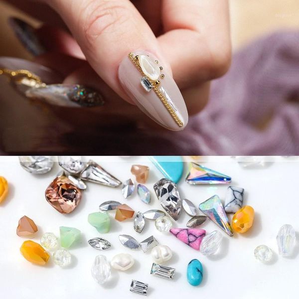 

10pcs natural shaped pearls shell nail stone linestone nails art parts for uv gel polish decoration of accessories1, Silver;gold