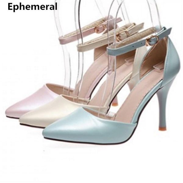 

ladies cover heel elegant big size4-12buckle-strap sandals soft leather low cutter thin hight heels women shoes girl pumps, Black