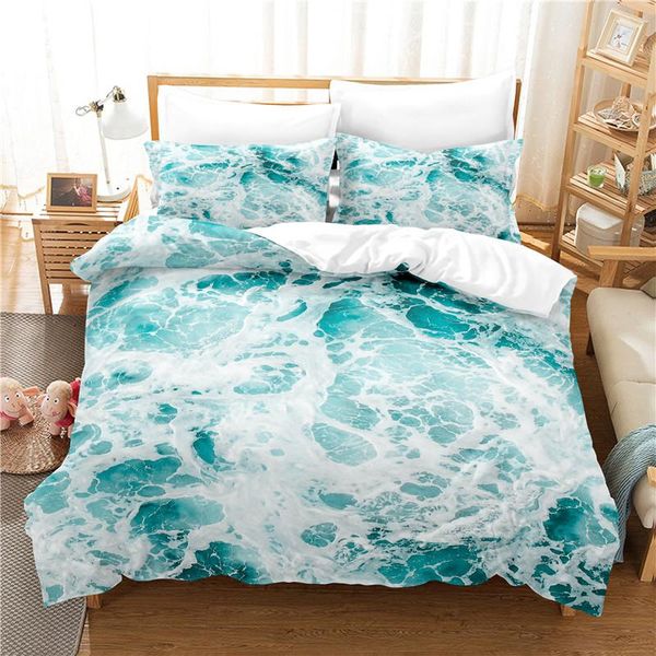 

bedding sets sea wave set duvet cover 3d digital printing bed linen  size fashion design