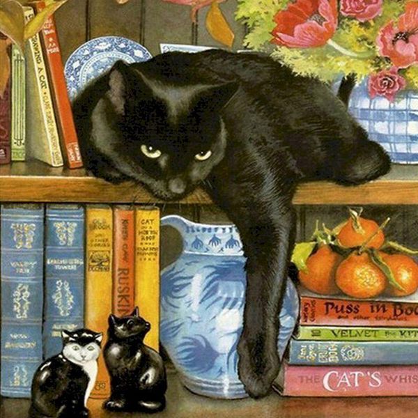 

paintings gatyztory cat diy painting by numbers handpainted artwork animal canvas colouring gift wall decor frame
