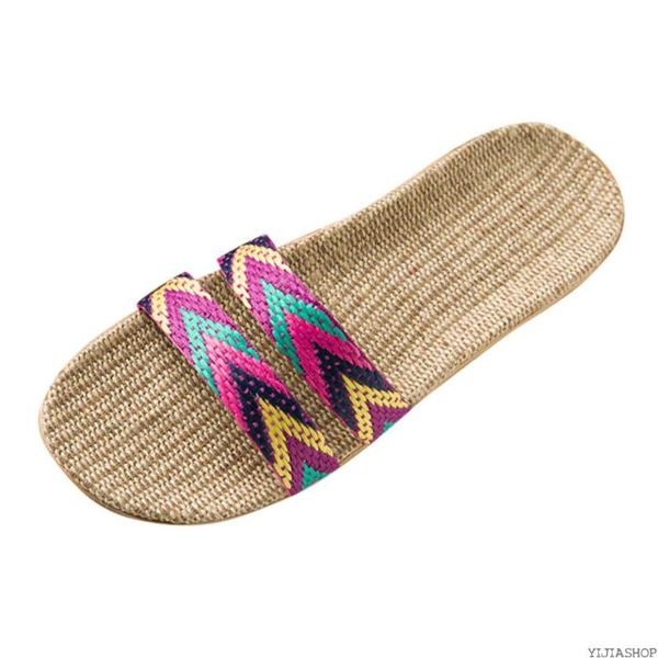 

slippers summer ladies linen sandals beach bathroom non-slip shoes, Black