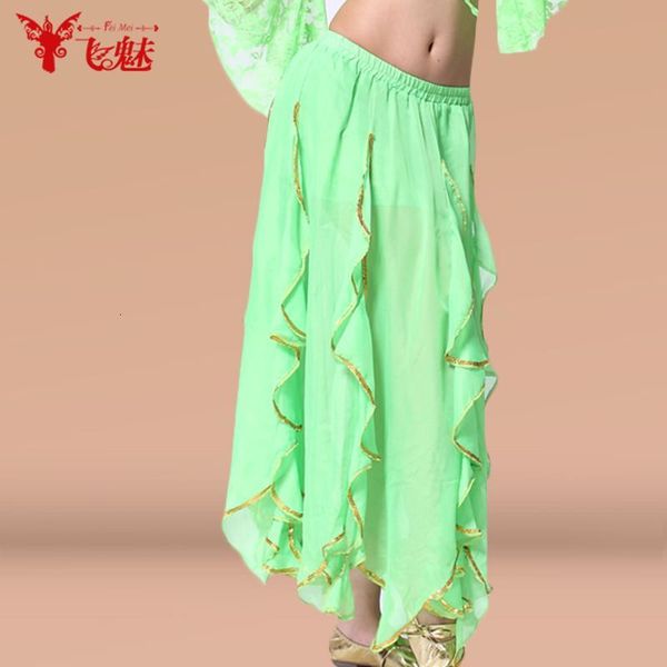 

stage wear women's belly dance costume gold rim ruffle skirt dancing eight flanger lotus leaf skirt/dress i0ki, Black;red