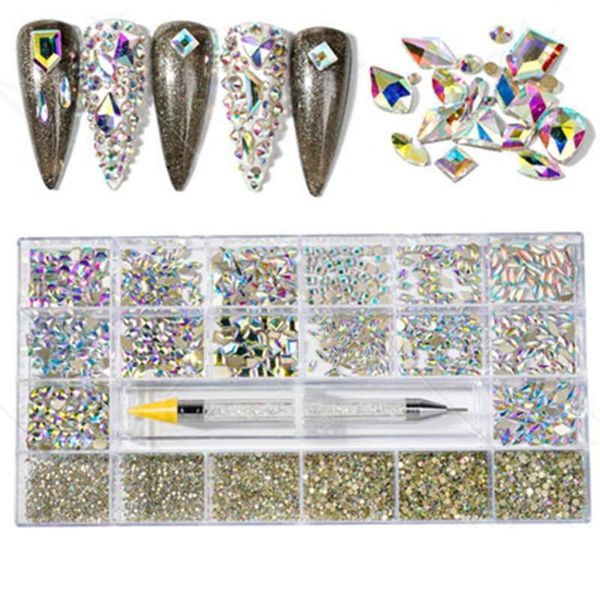 

nail art kits ab crystal rhinestones box multi-shapes glass 7200pcs diamond 800 crystals rhinestone and set p x1s1