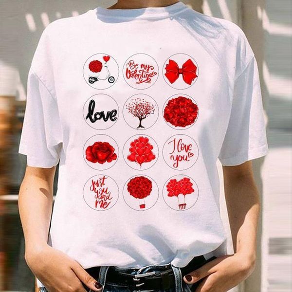 

graphic love floral fashion style womens t shirt flower happy valentines day print female clothes tees, White