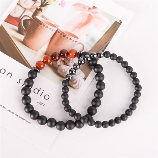 

tennis 2pcs/lot fashion lucky black natural stone wrap bracelet unique elastic lover's and friendship semi-precious, Golden;silver