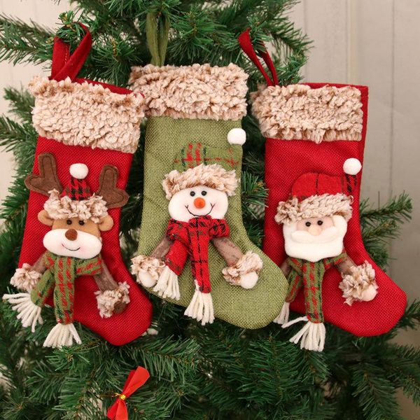 

christmas decorations stockings three-dimensional linen plush gifts pendant