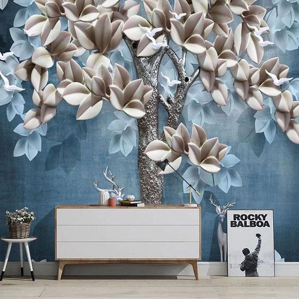 

wallpapers custom self-adhesive wallpaper modern 3d stereo forest elk wall painting living room tv sofa study art home decor pvc sticker