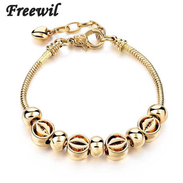 

charm bracelets gold color for women adjustable snake chain friendship beads sbr160245, Golden;silver