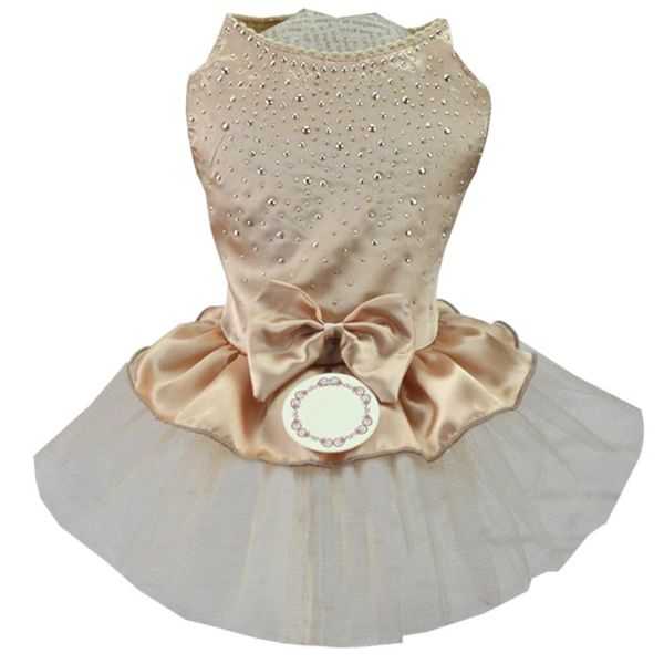 

dog apparel elegant pet tutu dress lovely rhinestone lace bowknot princess for wedding supplies party up