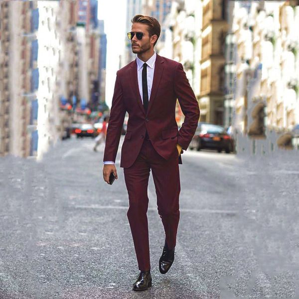 

men's suits & blazers high street burgundy business men wedding groom tuxedo 2 pieces jacket pants slim fit man blazer ternos, White;black