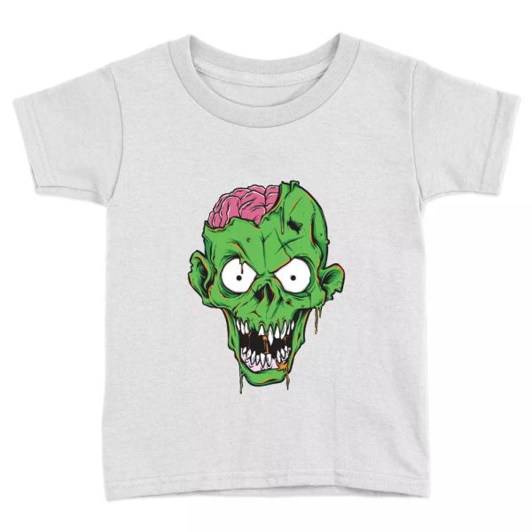 

zombie brain kids t-shirt halloween scary slime joke funny brains gift, White;black