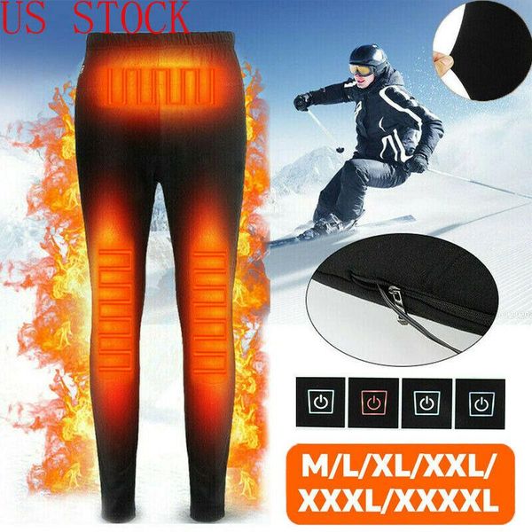 

men's pants winter men women electric heated trousers usb elastic heating base thick warm skinny pant plus size -4xl, Black
