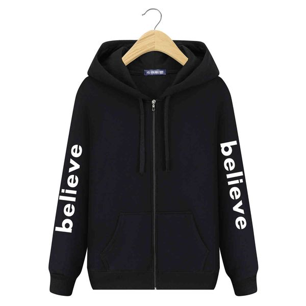 

Men's Hoodies spring autumn hoodie with long sleeve and zipper, Black