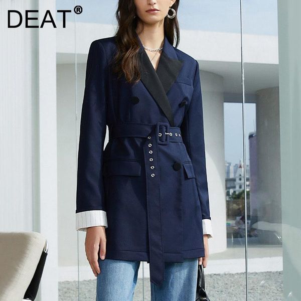 

women's suits & blazers deat 2021 women fashion slim fit notched long sleeve single breasted pockets belt suit jacket autumn and winter, White;black