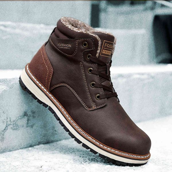 

boots winter snow boats protective durable sole pu learn man laarzen warm and comfortable hiking shoes big mate, Black