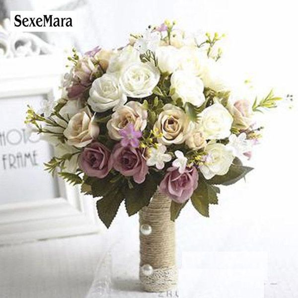 

wedding flowers sexemara bridal bouquet european chaise longue roses, fake flowers, home decoration, emulation,