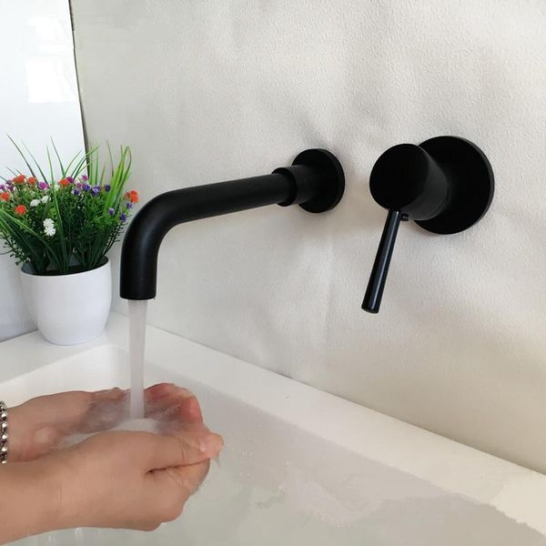 

bathroom sink faucets mixer tap matte brass wall mounted basin faucet single handle cold rotation spout burnished gold