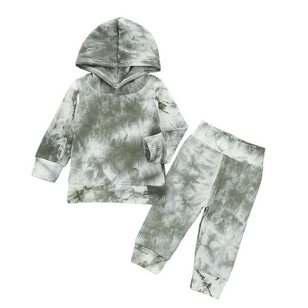 

clothing sets winter spring born kids baby boys girls tie-dye long sleeves hoodie pants 2pcs outfit 2021, White