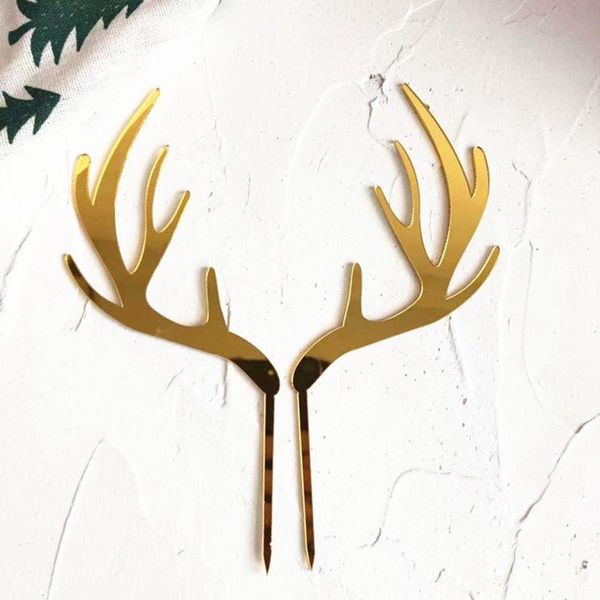 

other festive & party supplies wedding birthday reindeer acrylic xmas gold silver deer antler christmas decoration cake er