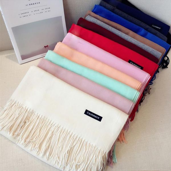 

scarves girita winter women cashmere female brand scarf lady tassel bandana solid shawl wraps foulard tippet pashmina, Blue;gray