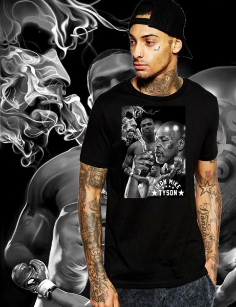 

men's t-shirts retro iron mike boxing a printed t-shi. summer cato sho mouw o-ne ntlemen s-3xl, White;black
