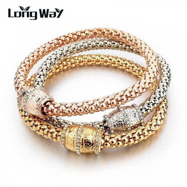 

charm bracelets longway women bracelet design vintage crystal pendant gold color filled siver elastic bangles sbr150180, Golden;silver