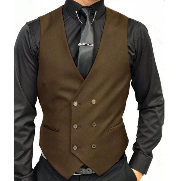 

men's vests 2022 double breasted suit brown slim fit man groom wedding waistcoat formal business male sleeveless jacket, Black;white