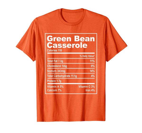 

green bean casserole nutrition facts costume thanksgiving t-shirt, White;black