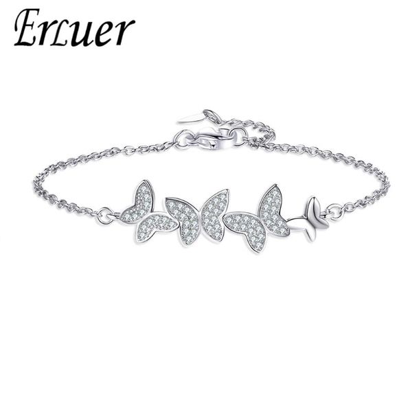 

link, chain erluer fashion 925 sterling silver butterfly bracelet for women personality zircon bangle wedding party jewelry accessories, Black