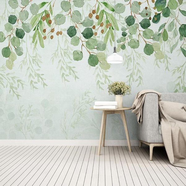 

wallpapers custom 3d mural wallpaper green leaf wall decoration living room bedroom art waterproof canvas painting paper modern