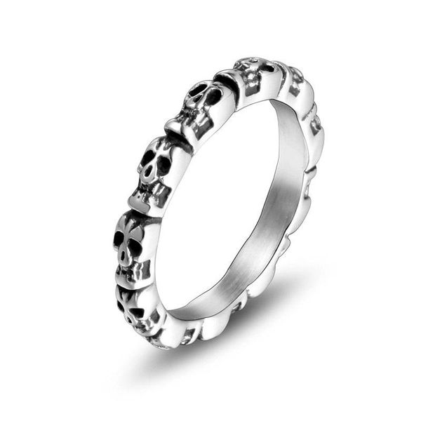 

cluster rings hemiston retro skull full circle of fine for men and women wear ring personality single trendy joint, Golden;silver