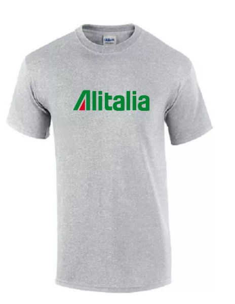 

Alitalia Retro Red Green Logo Italian Airline Geek Sport Gray Sleeve T-Shirt, White;black
