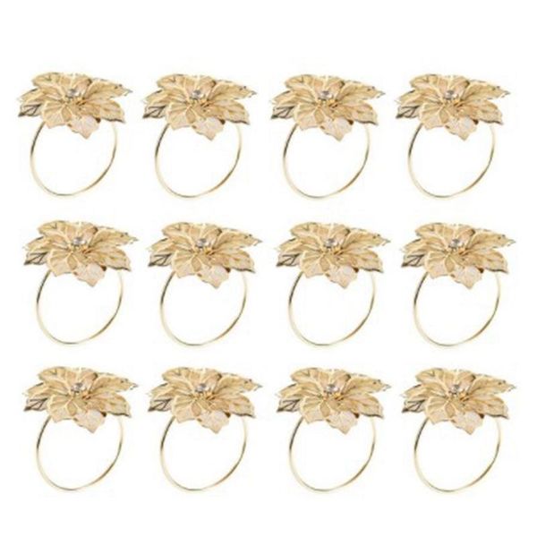 

napkin rings 12pcs alloy flower design for wedding receptions gifts holiday banquet dinner christmas table decoration