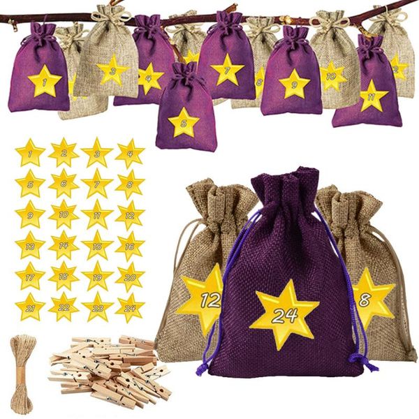 

christmas decorations advent calendar bags diy garland kit gift combo bag countdown candy for burlap packaging small cloth gaudily