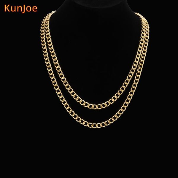 

chains kunjoe men simple stainless steel cuban link necklace for women fashion clavicle chain choker long jewelry neck, Silver