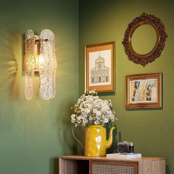 

light luxury modern minimalist staircase aisle bedroom bedside lamp creative glass living room background wall