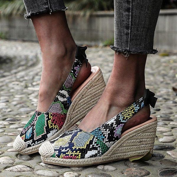 

sandals wedges shoes for women retro open toe ankle platform beach white plus size weave high heels buckle-strap roman shoe, Black